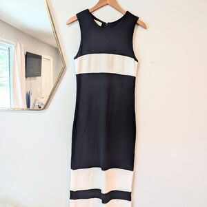 Hobbs London navy and white full length sleevless dress sz. 4